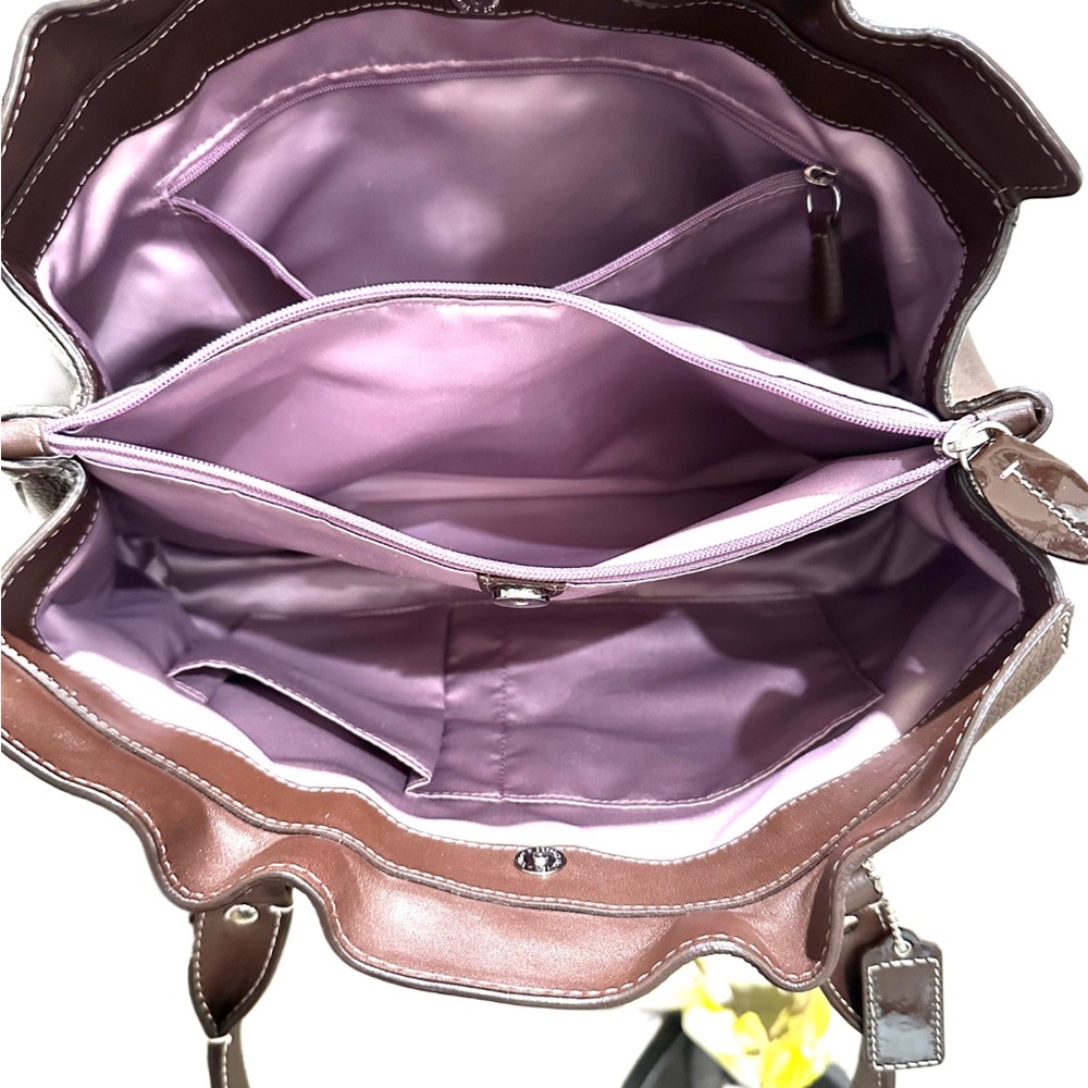 COACH PENELOPY PEBBLED LEATHER Dark Chocolate Shoulder Bag EUC 14 X 9X4X7 - Picture 13 of 16